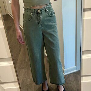 ASOS DESIGN Premium Wide Leg Jeans in Washed Khaki